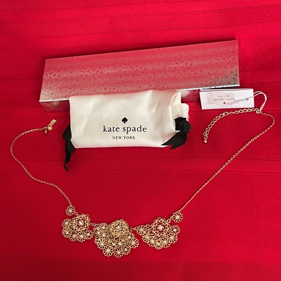 NEW KATE SPADE GOLDEN AGE CRYSTAL FLOWER NECKLACE MINT - Picture 11 of 14